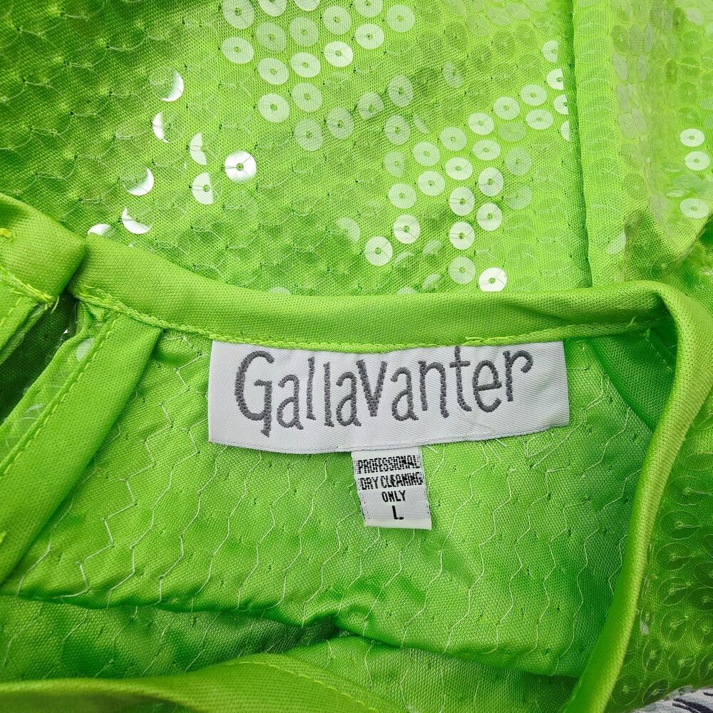 Vintage 90s Neon Green Sequined Top Rave Festival Parade Made in U.S.A. - Picture 3 of 9